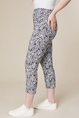 Trousers: Skinny  Cropped Pattern  - DEEP NAVY - Jessica Graaf