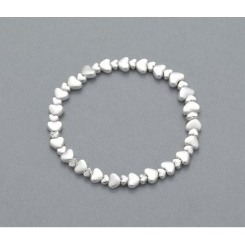 Bracelet: Stretch Large Small Hearts - Silver