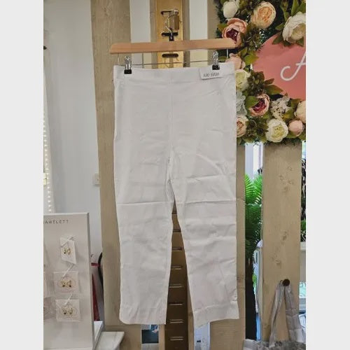 Trousers: Stretch Cropped - WHITE - Sugar Crisp
