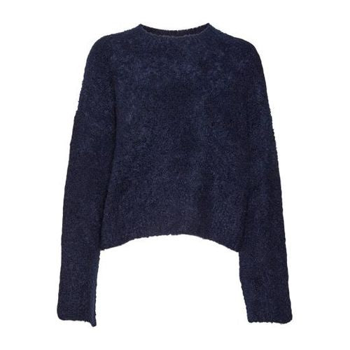 Jumper: Knit Round Neck Fluffy HONOR - Dark Blue - Vero Moda AWARE