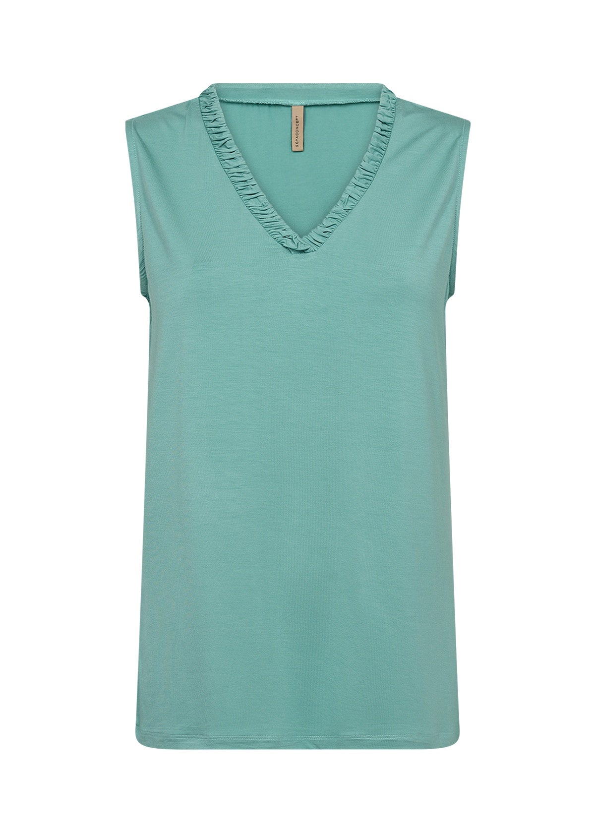 Vest Top: Soft Touch Sleeveless V Neck  MARICA - AQUA BLUE - Soya Concept