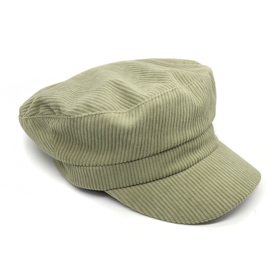 Baker Boy Hat: Corduroy   - Sage Green - POM