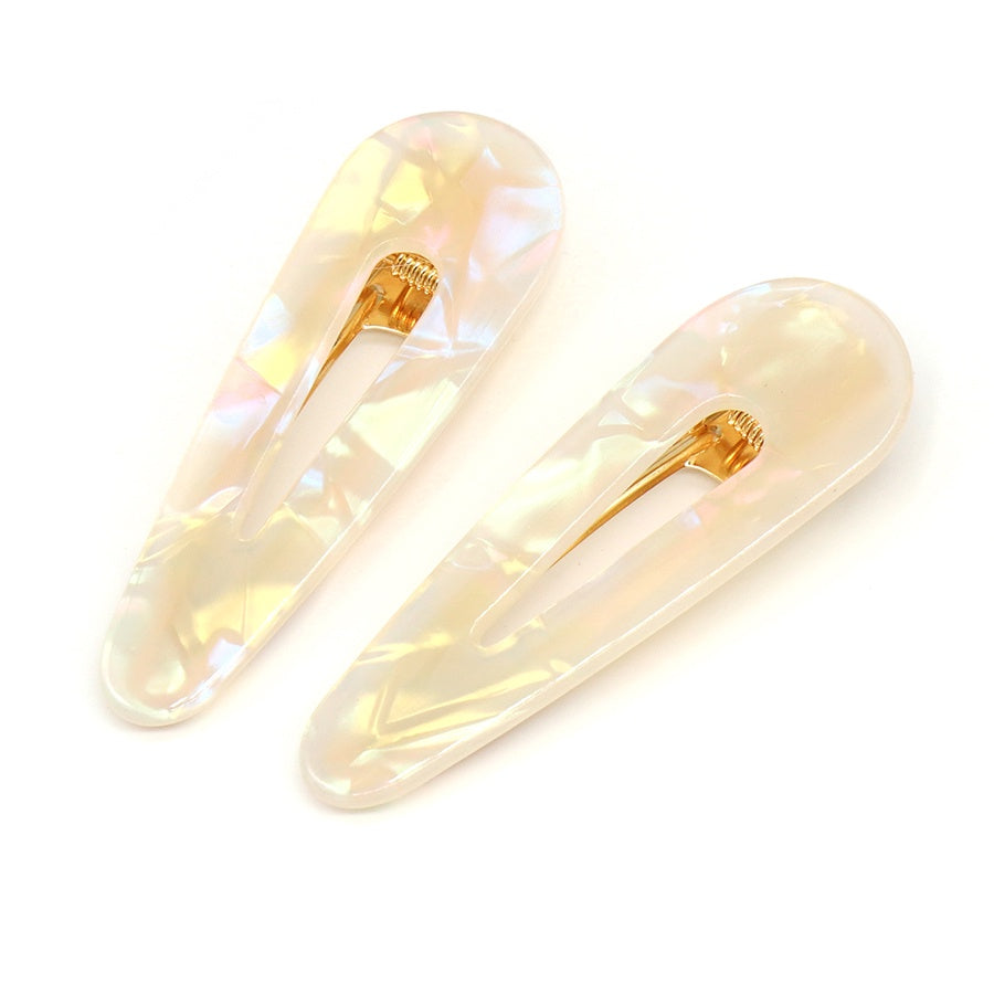 Hair Clips: Slides Mother Of Pearl 2 Pack - Cream - POM