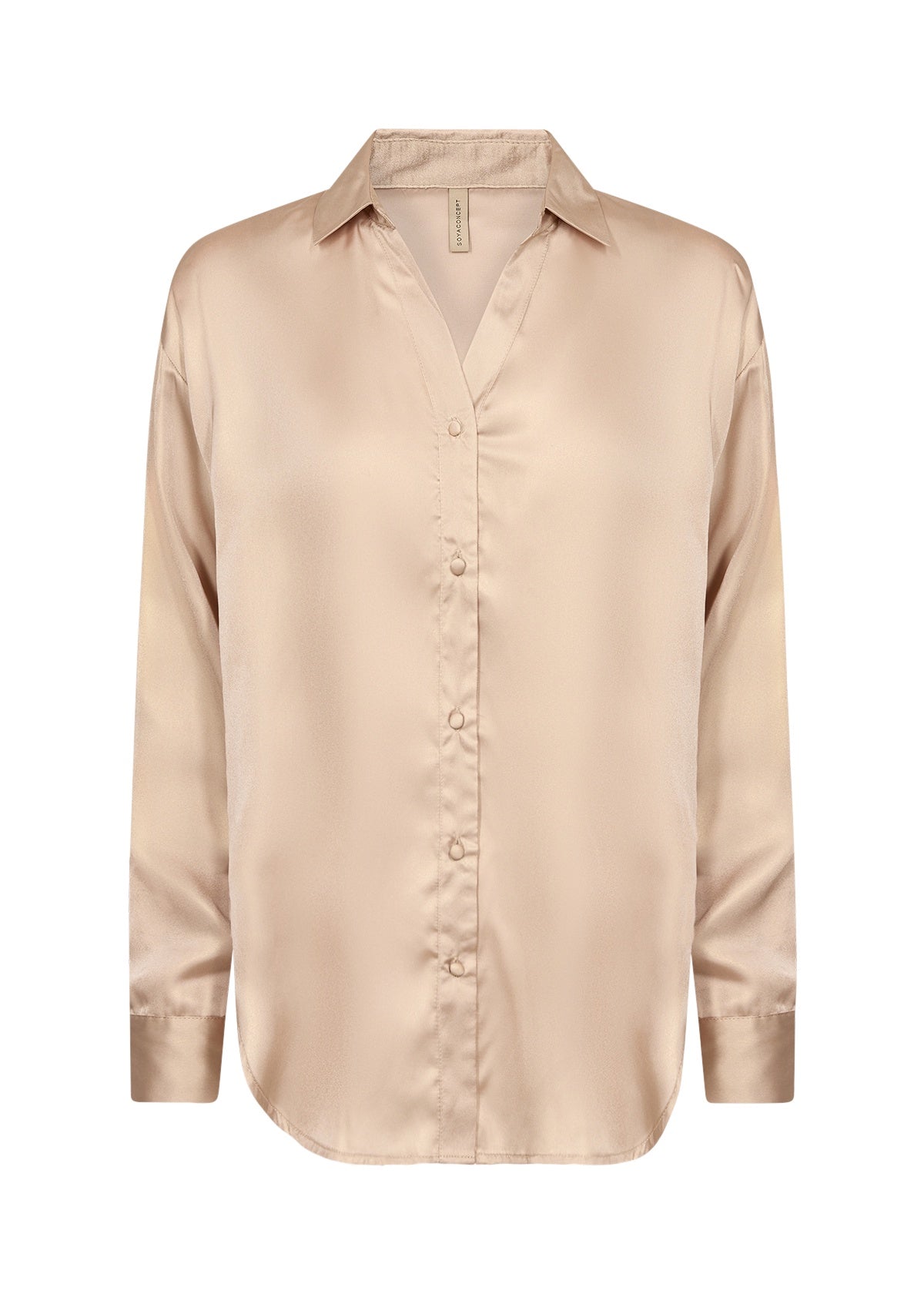 Blouse: Satin Metallic Long Sleeve  CANDIE - GOLD - Soya Concept