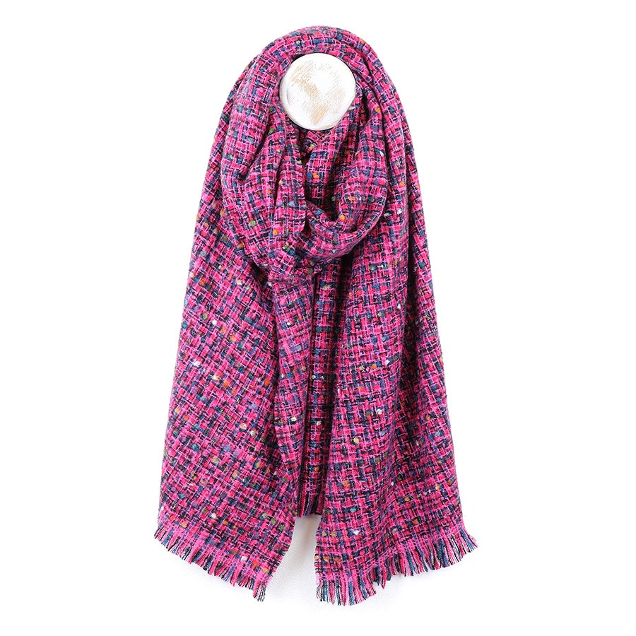 Scarf: Thick Woven Textured - Pink - POM