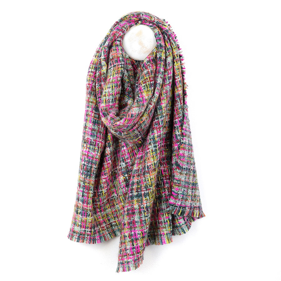 Scarf: Thick Woven Textured - Multicoloured - POM