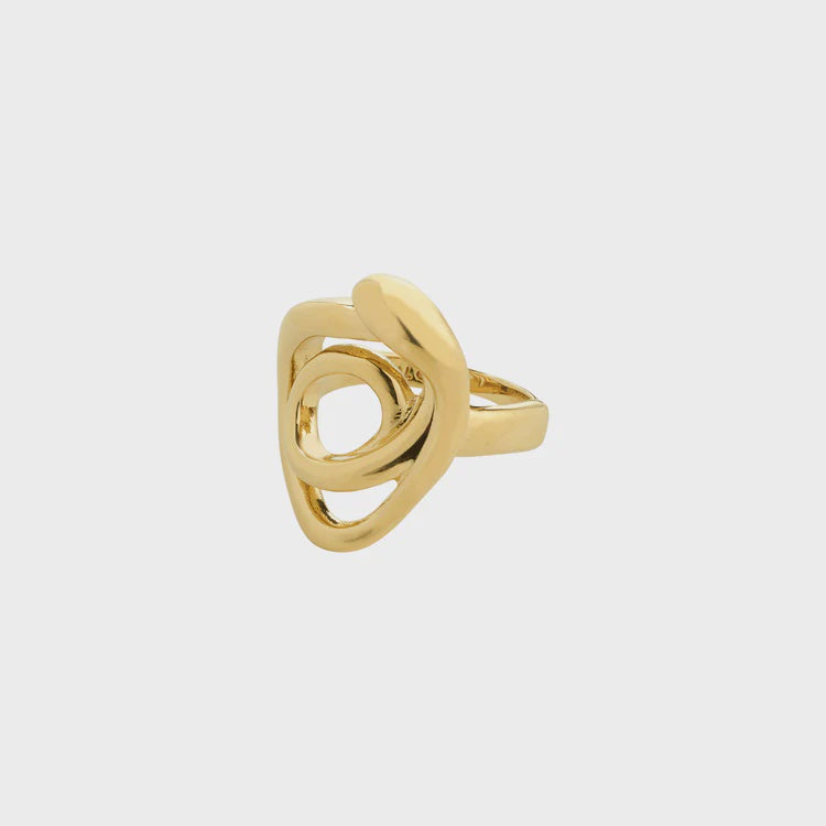 Ring: Shiny Doodle Design DIEGO - Gold Plated - Pilgrim