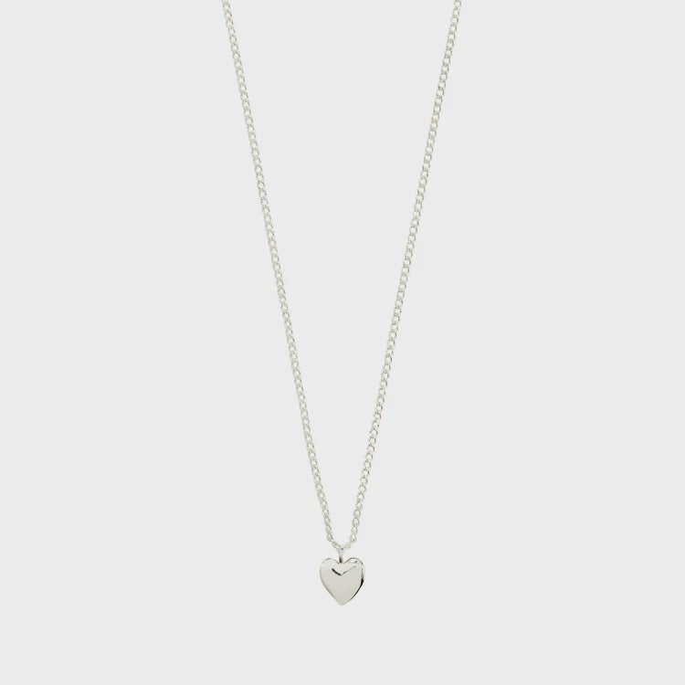 Necklace: Silver Plated Long Chain Heart Pendant ALAIA - Silver - Pilgrim