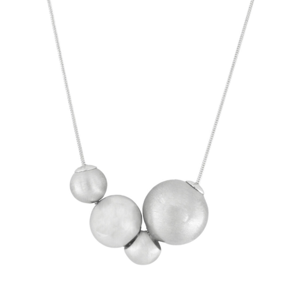 Necklace: Adjustable Multi Size Balls Scratched TABITHA - Silver Plated - Dansk