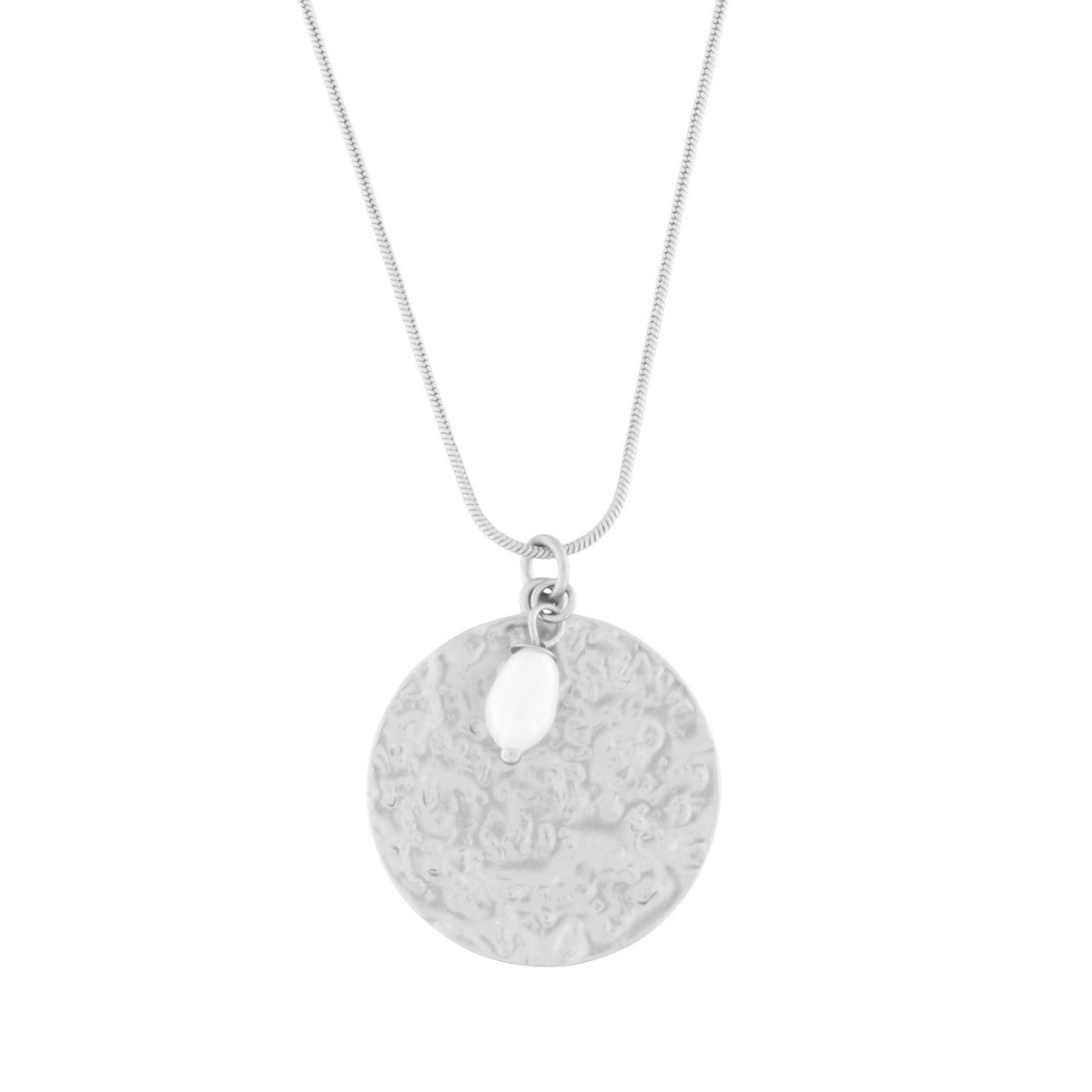Necklace: Adjustable Circle & Peal Pendant Audrey - Silver Plated - FASHION - Dansk