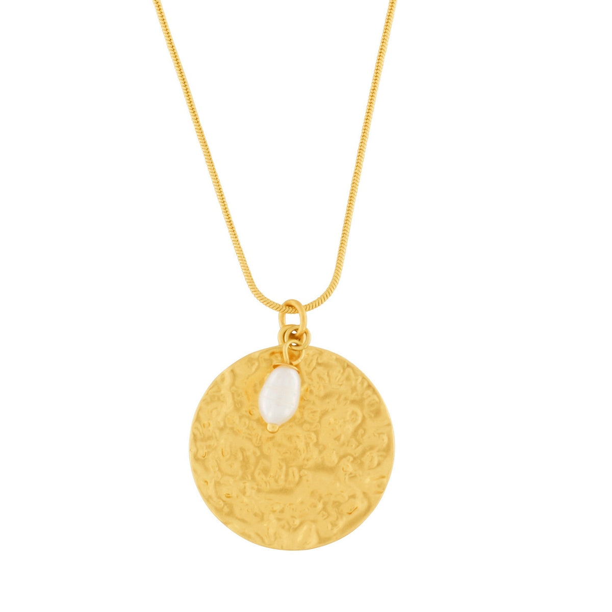 Necklace: Adjustable Circle & Peal Pendant Audrey - Gold Plated - FASHION - Dansk