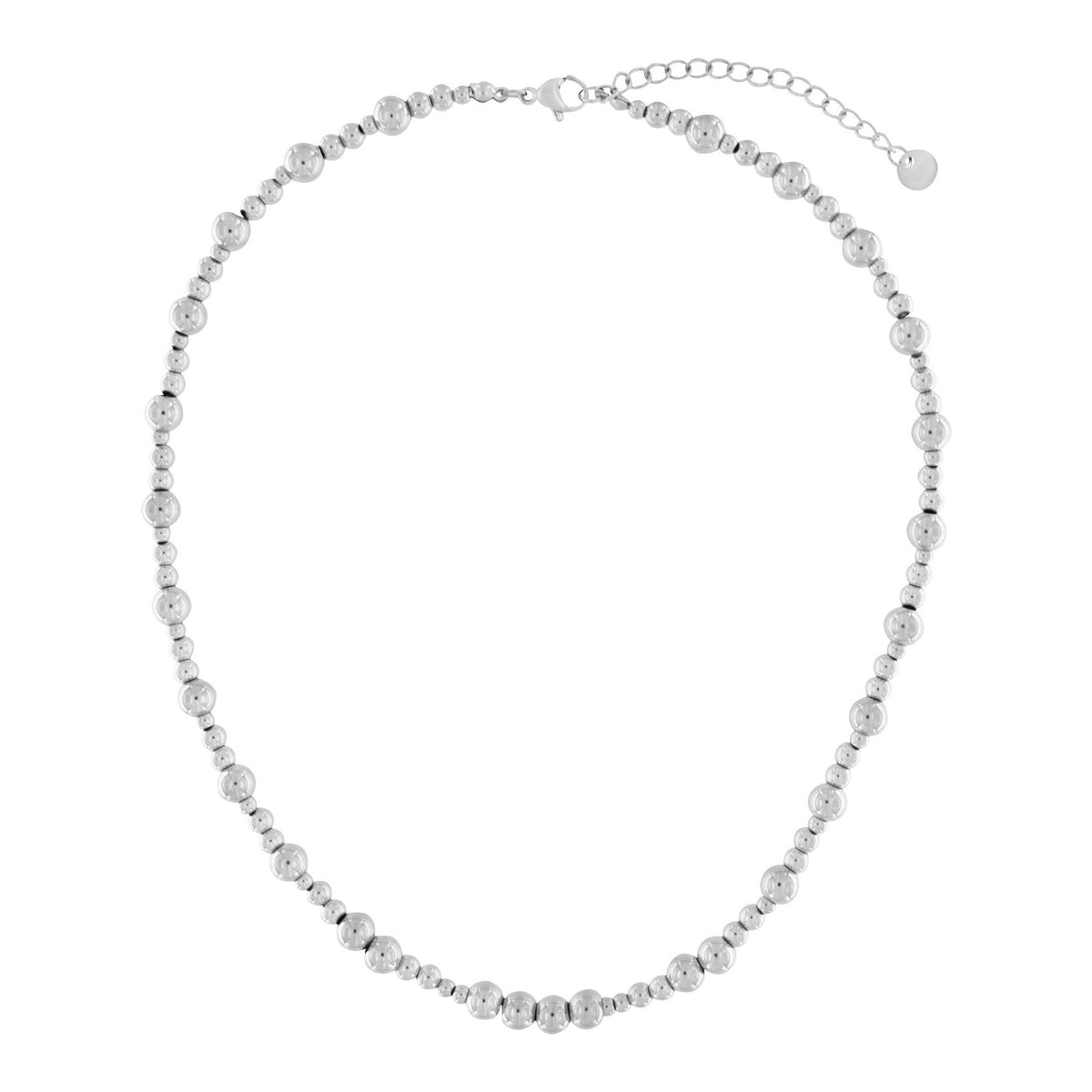 Necklace: Short Waterproof 2 Ball Sizes Shiny Passion - Silver Plated - FASHION - Dansk