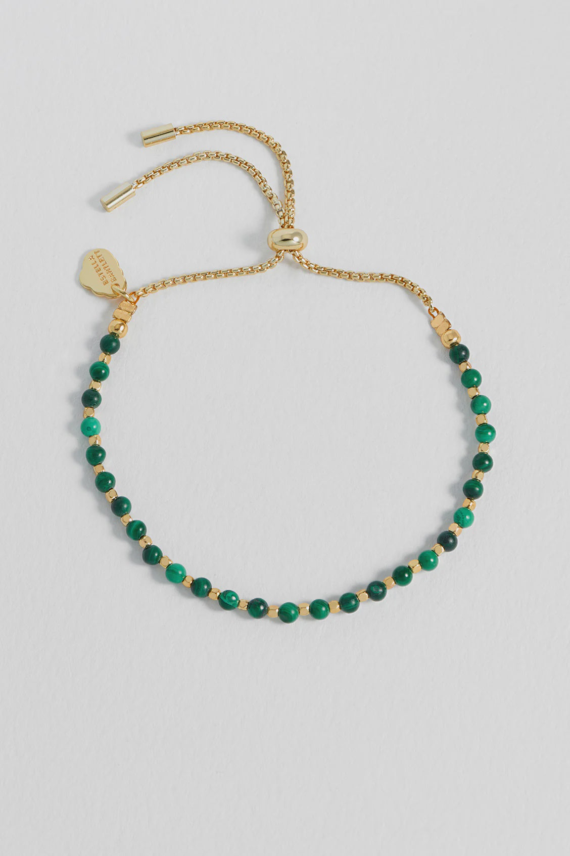 Bracelet: Lariat Wellness Amelia Positivity - Gold Plated Malachite - Estella Bartlett