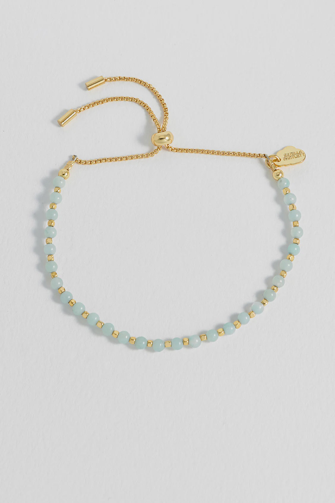 Bracelet: Lariat Amelia Amazonite Quartz- Luck - Gold Plated Turquoise Blue - Estella Bartlett