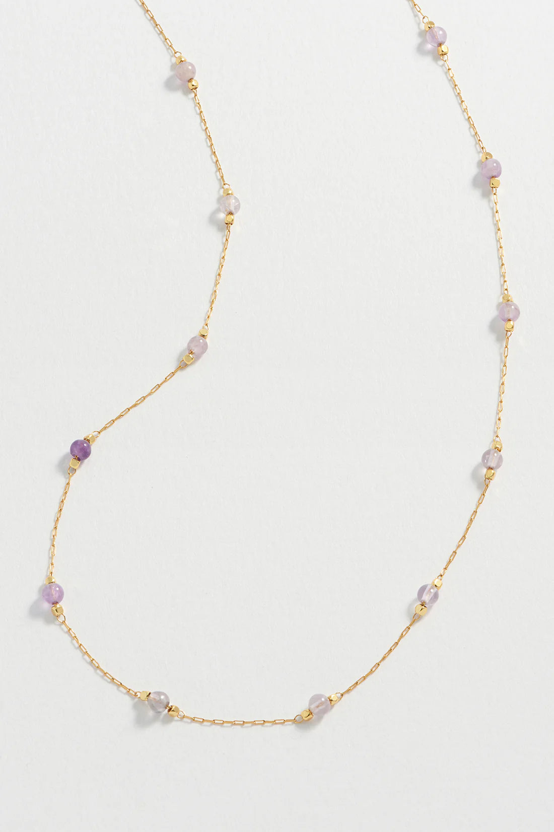 Necklace: Wellness Amethyst Beaded Paperlink Chain CLARITY - Gold Plated Estella Bartlett