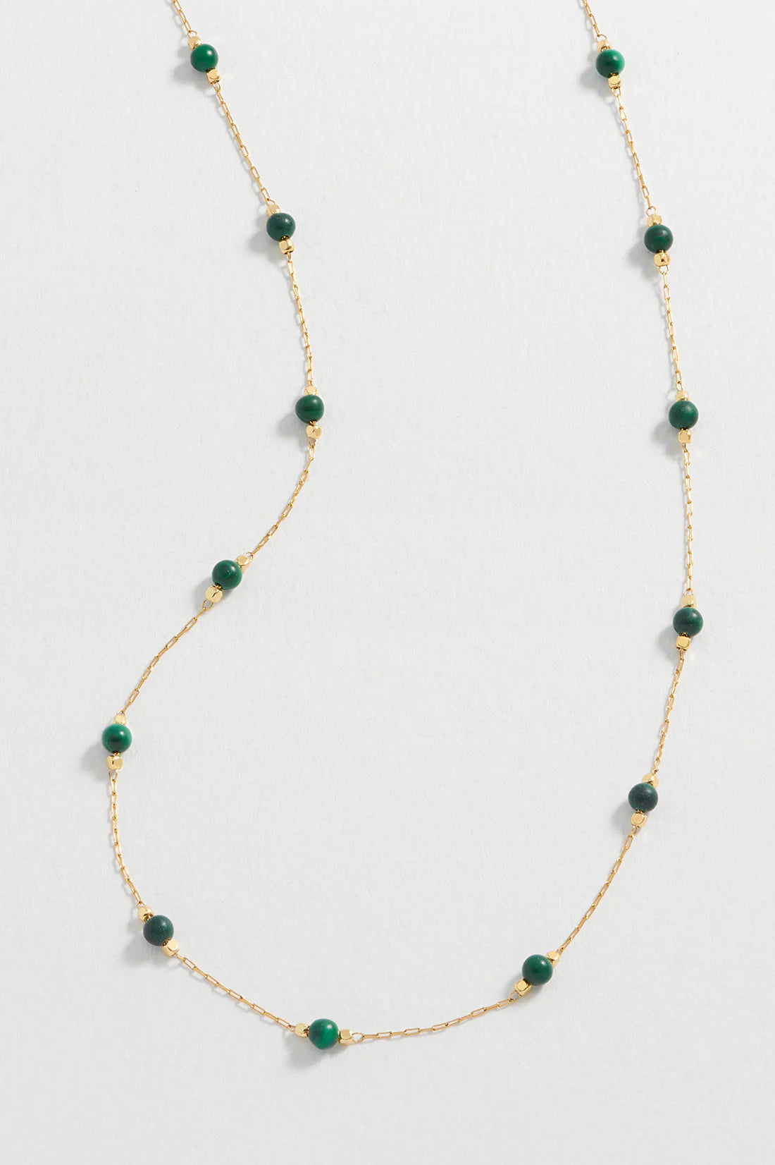 Necklace: Wellness Malachite  Beaded Paperlink Chain POSITIVITY - Gold Plated Estella Bartlett
