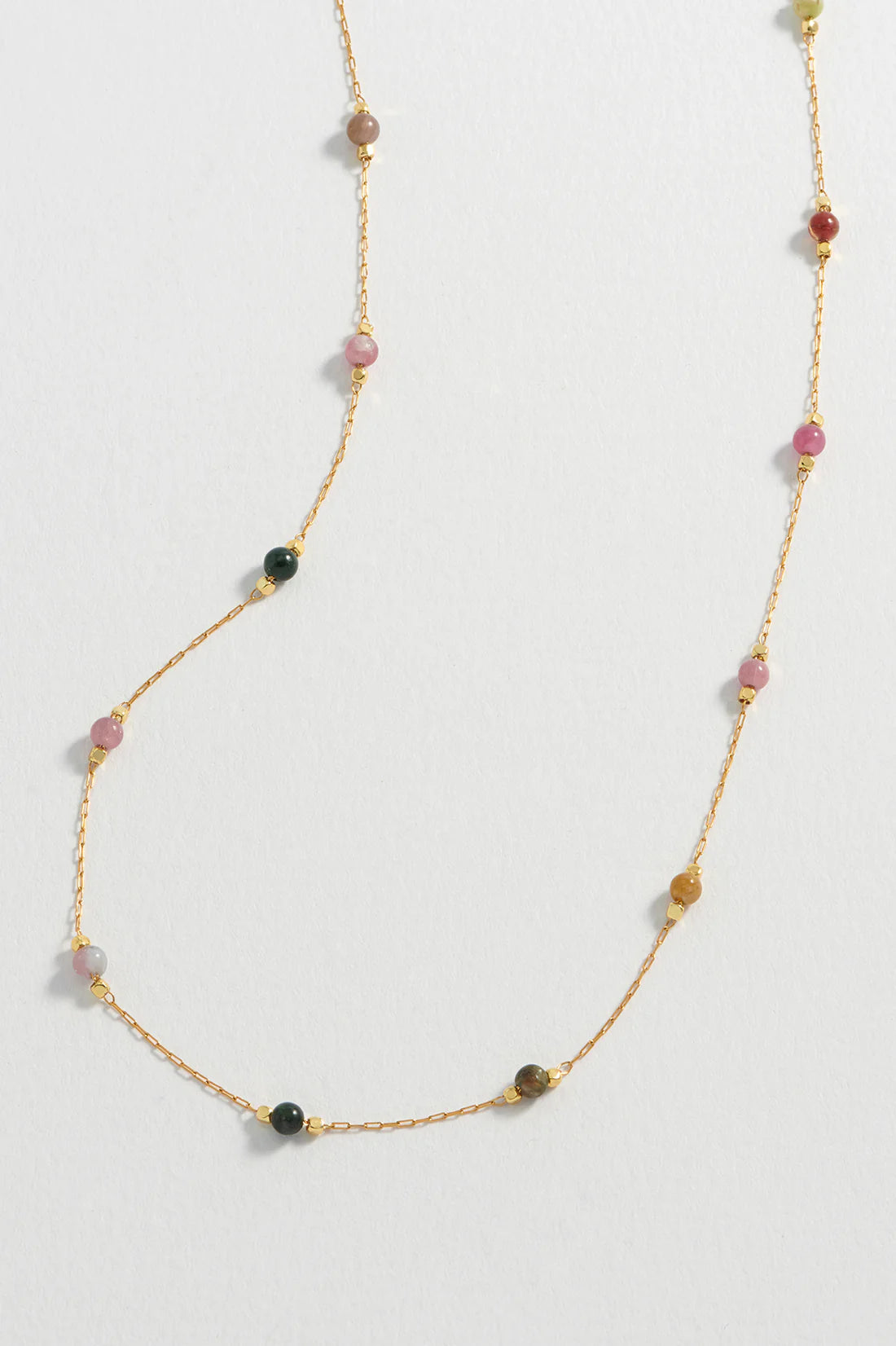 Necklace: Wellness Tourmaline Beaded Paperlink Chain STRENGTH - Gold Plated Estella Bartlett