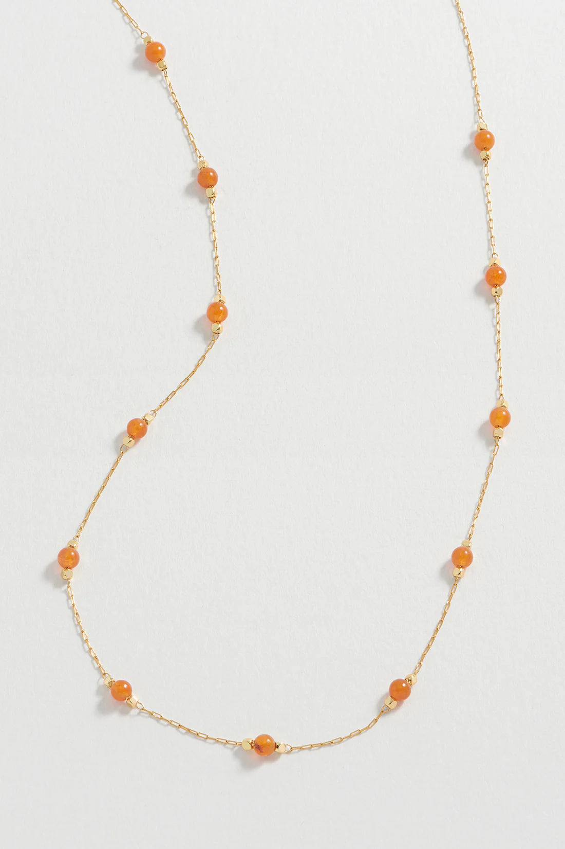 Necklace: Wellness Carnelian Beaded Paperlink Chain COURAGE  - Gold Plated Estella Bartlett