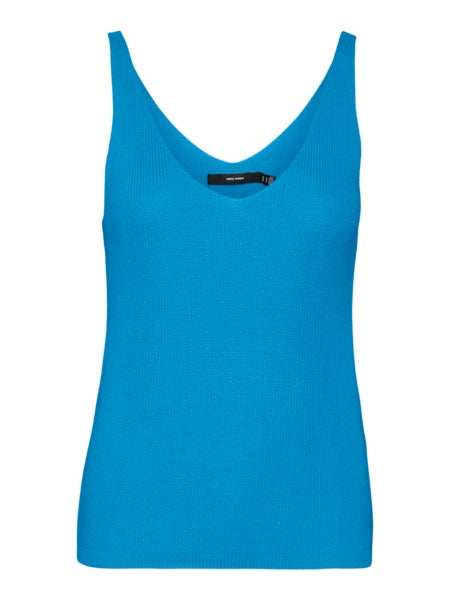 Vest: Fine Knit Sleeveless V Neck NEWLEX SUN - Azure Blue - Vero Moda