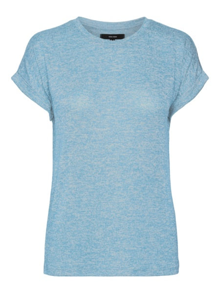 T-Shirt: Fine Knit Short Sleeve BRIANNA - Blue - Vero Moda