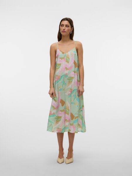Midi Dress: Recycled Sleeveless JOSIE Floral Swirl - Birds Egg Green - Vero Moda
