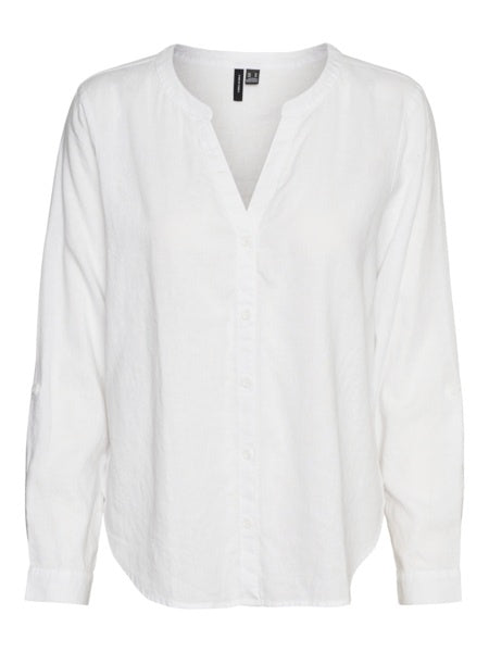 Shirt: V Neck Long Sleeve LINN - Snow White - Vero Moda