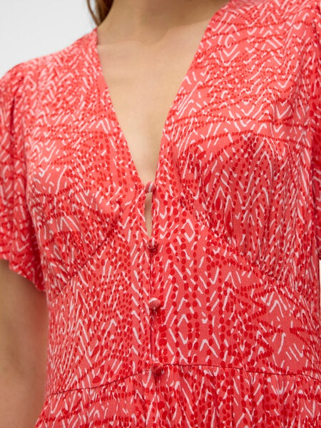 Midi Dress: LENZING MENNY Chevrons - Coral Orange - Vero Moda