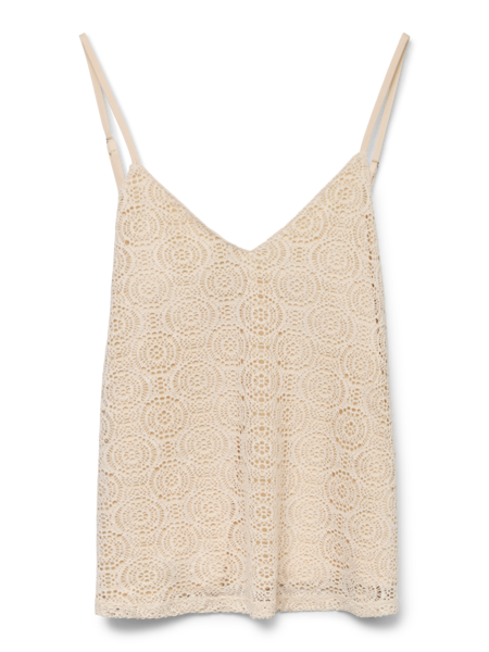Vest: Recycled V Neck Strappy MAYA Crochet - Birch Cream - Vero Moda