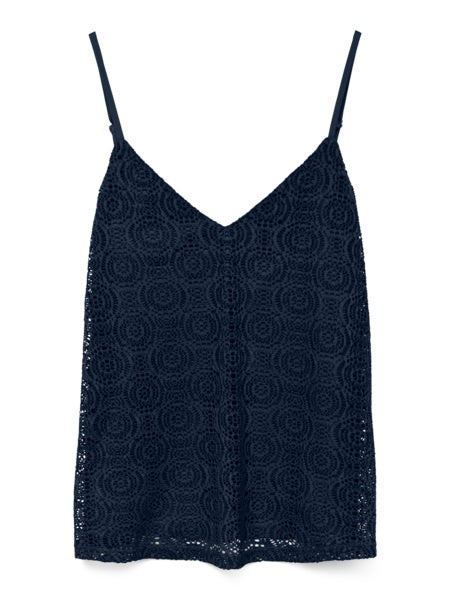 Vest: Recycled V Neck Strappy MAYA Crochet - Navy Blue - Vero Moda