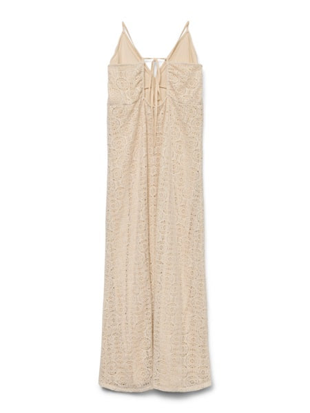 Long Dress: Recycled Sleeveless MAYA Crochet - Birch Cream - Vero Moda