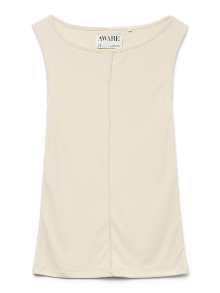 Vest: Ribbed Boat Neck Sleeveless AWARE MAGGIE - Off White - Vero Moda AWARE
