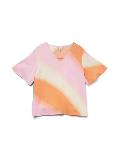 Top: LENZING VANYA Short Sleeve Wide Diagonal Stripe - Pink & Orange - Vero Moda