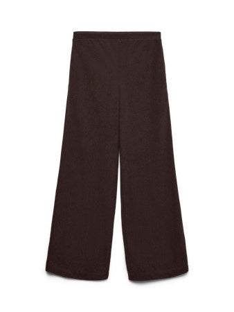Trousers: Recycled Wide Leg Mid Waist  ELLY - Chocolate Brown