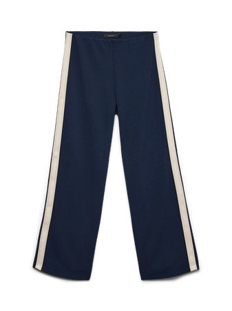Trousers: Recycled Mid Wist Wide Leg Panel BERLIN  - Navy - Vera Moda