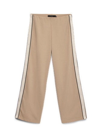 Trousers: Recycled Mid Wist Wide Leg Panel BERLIN  - Beige - Vera Moda