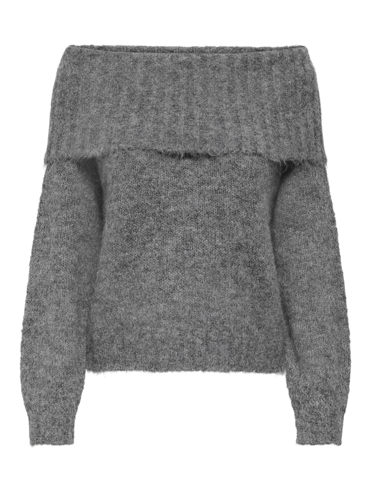 Jumper: Knit Off Shoulder Long Sleeve  SHINE - Grey