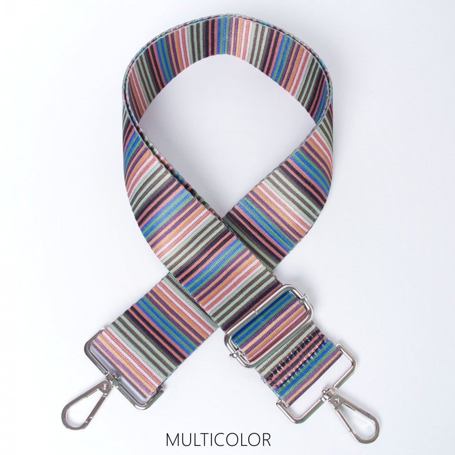 Strap: Bag Horizontal stripes Wide Silver Buckle - Multicolour