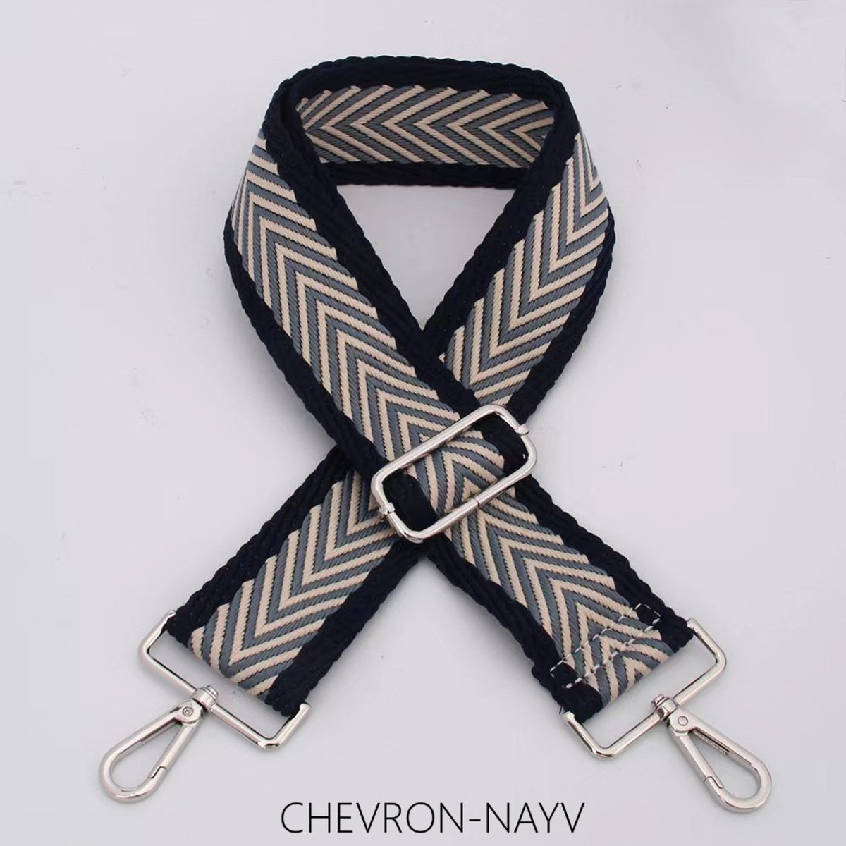 Strap: Bag Chevron Wide Silver Buckle - Navy