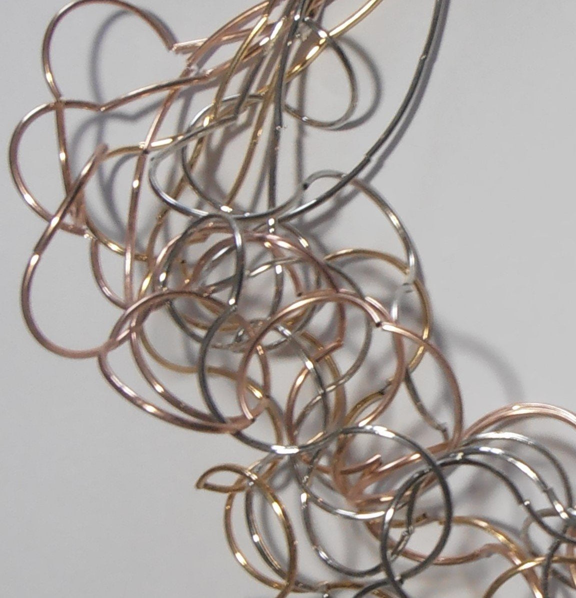 Necklace: Short Twisted Scrunched Wires - Grey Gold & Silver Plated