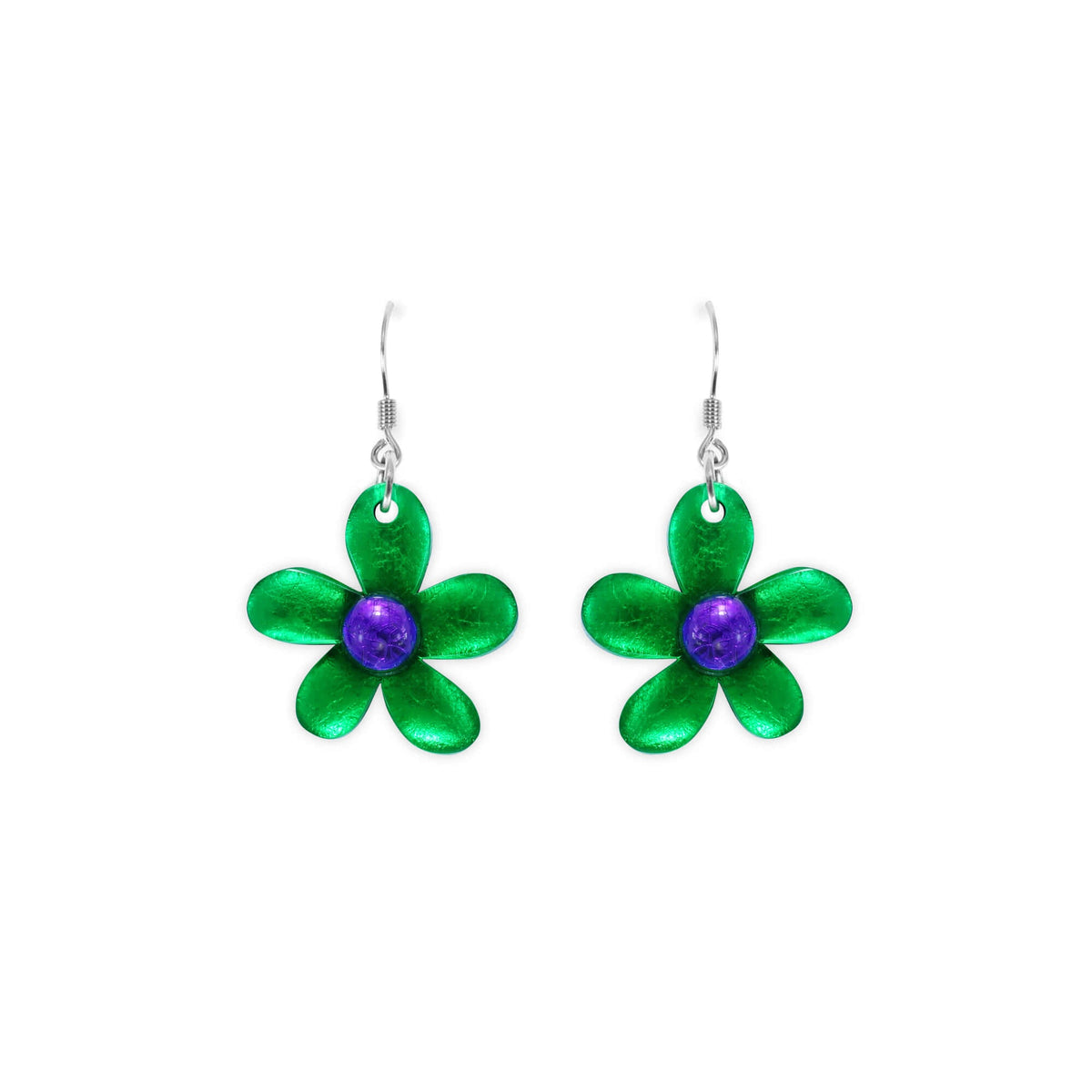 Earrings: Drop Hook Resin Shiny Flower  - Aurora - Watch This Space