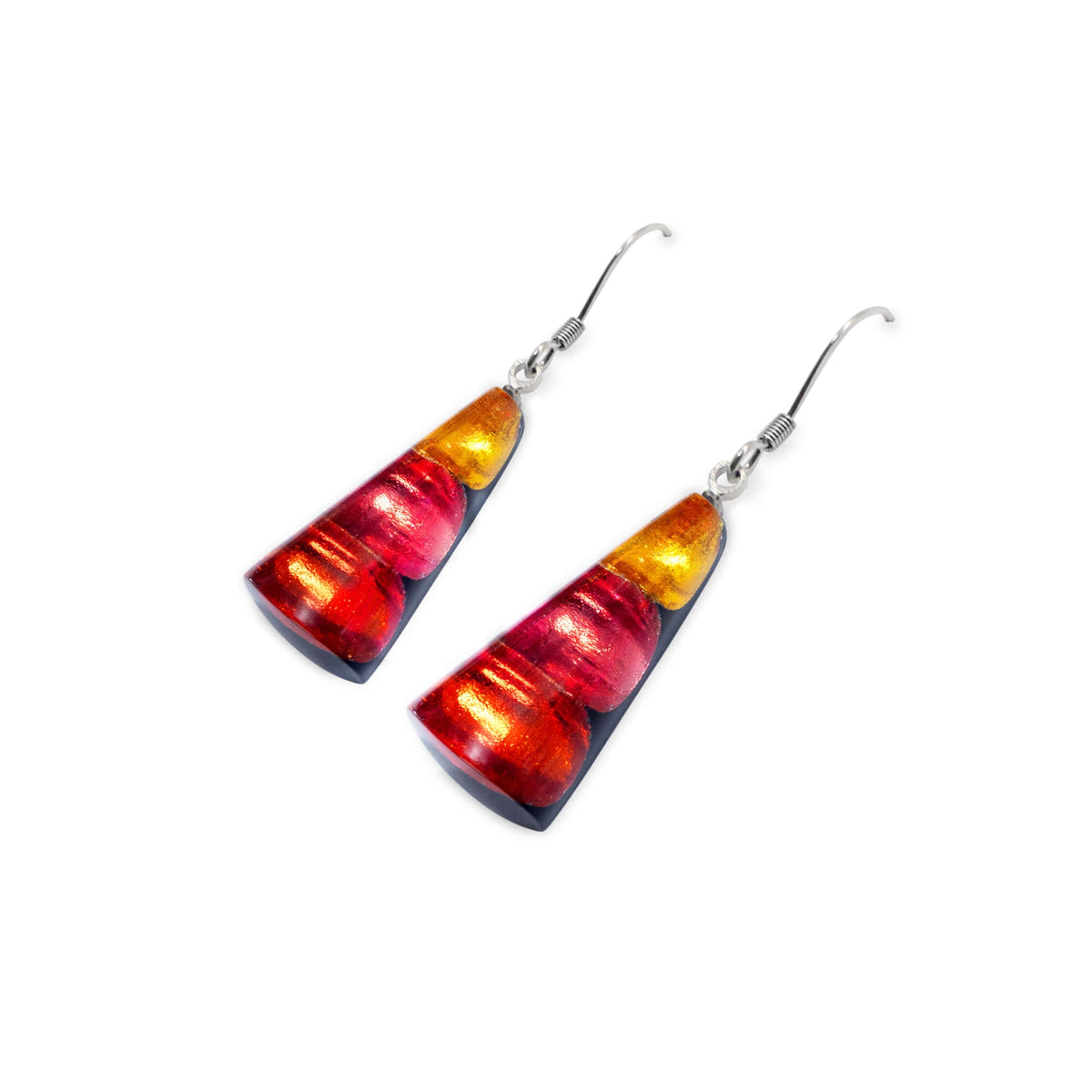 Earrings: Drop Hook Resin Shiny Triangle  - Terracotta - Watch This Space
