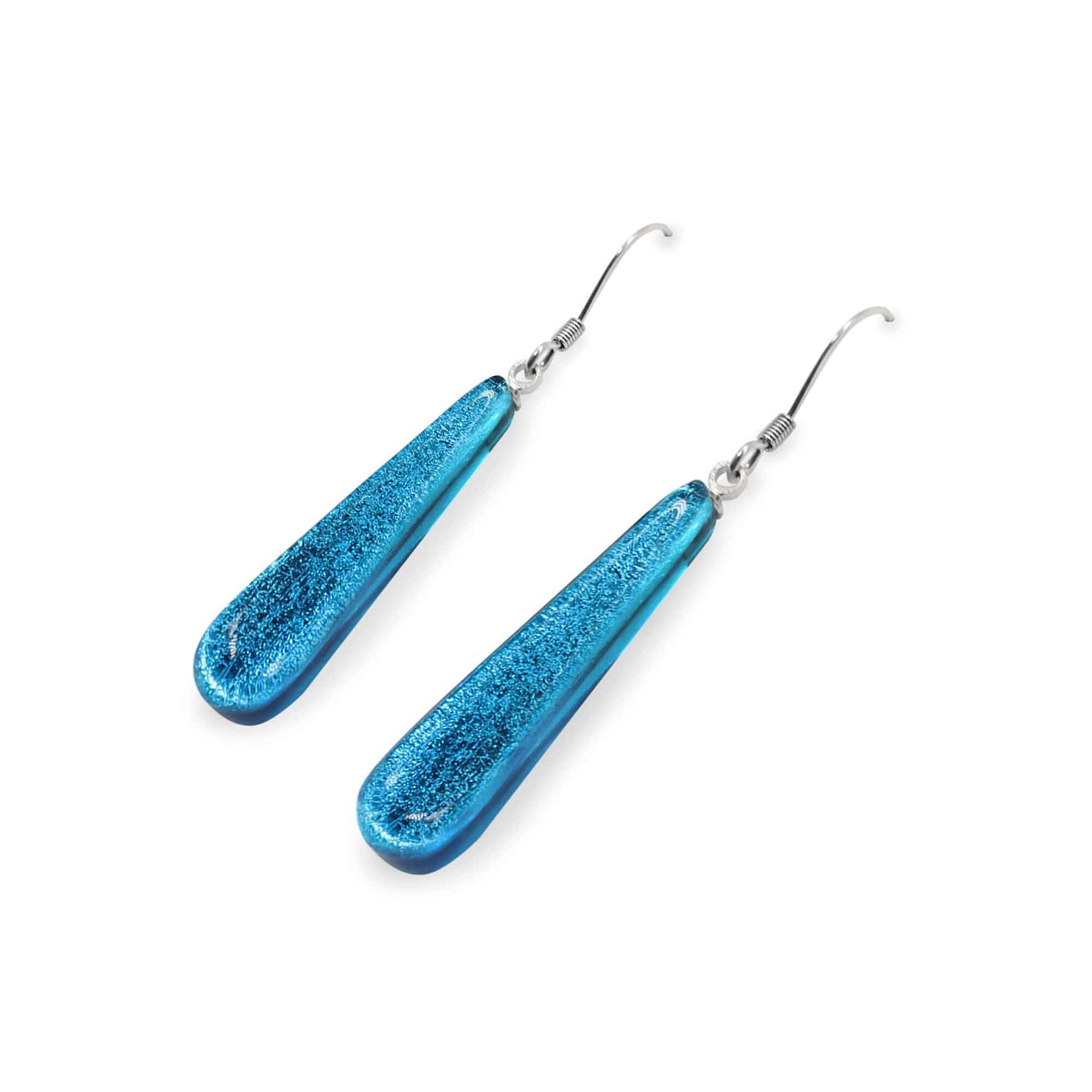 Earrings: Drop Hook Resin Shiny Teardrop  - Turquoise - Watch This Space