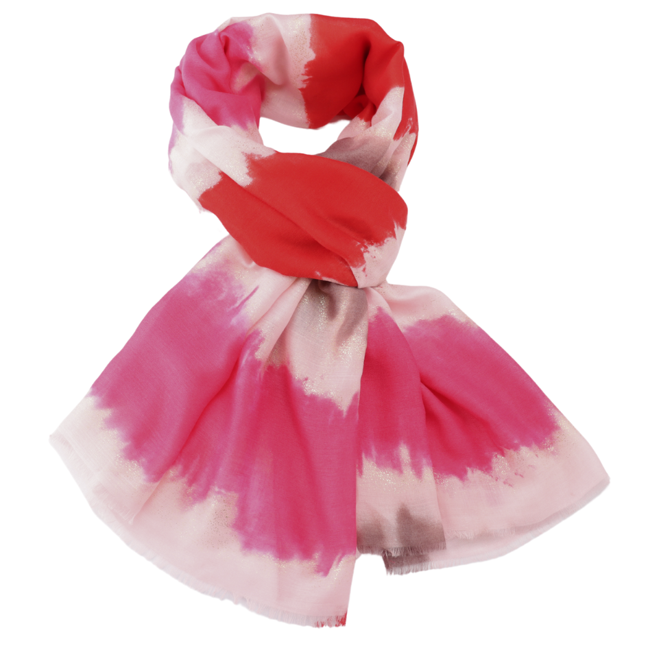 Scarf: Lightweight Tie Dye Bands - Orange & Pink - Lua