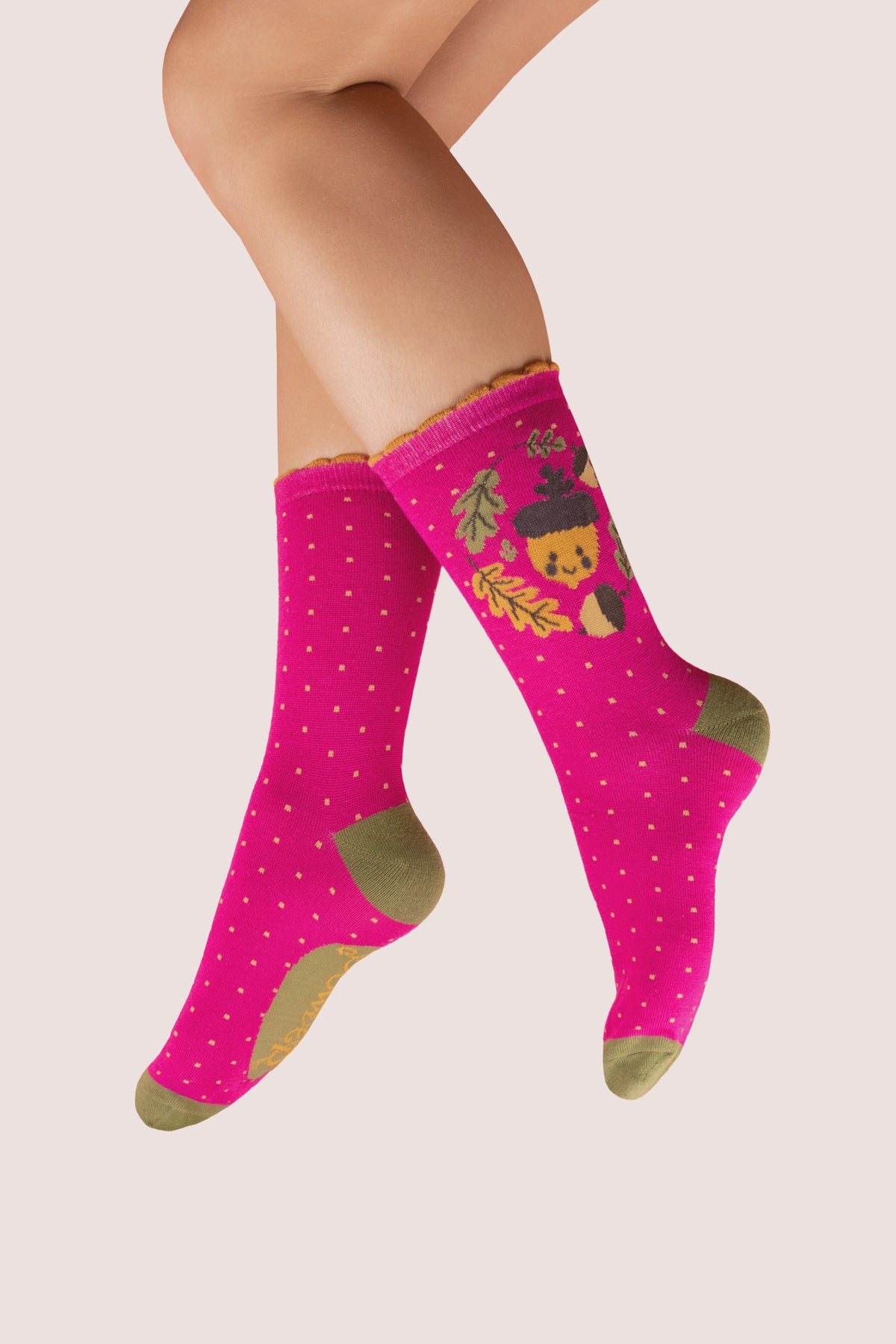 Socks: Ankle Bamboo Happy Acorn - Fucshia - FASHION - Powder Designs Ltd