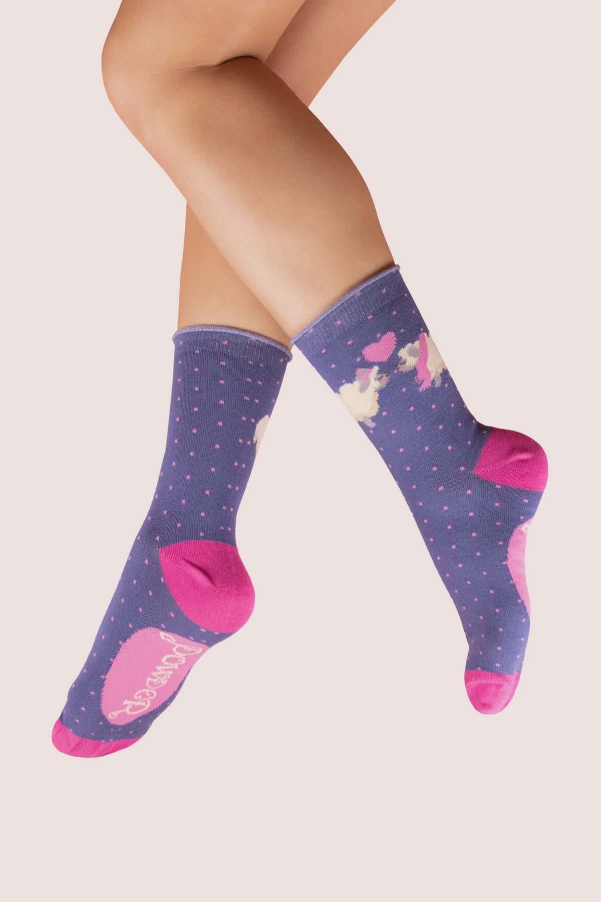 Socks: Ankle Bamboo Lovely Sheep Design - Purple - FASHION - Powder Designs Ltd