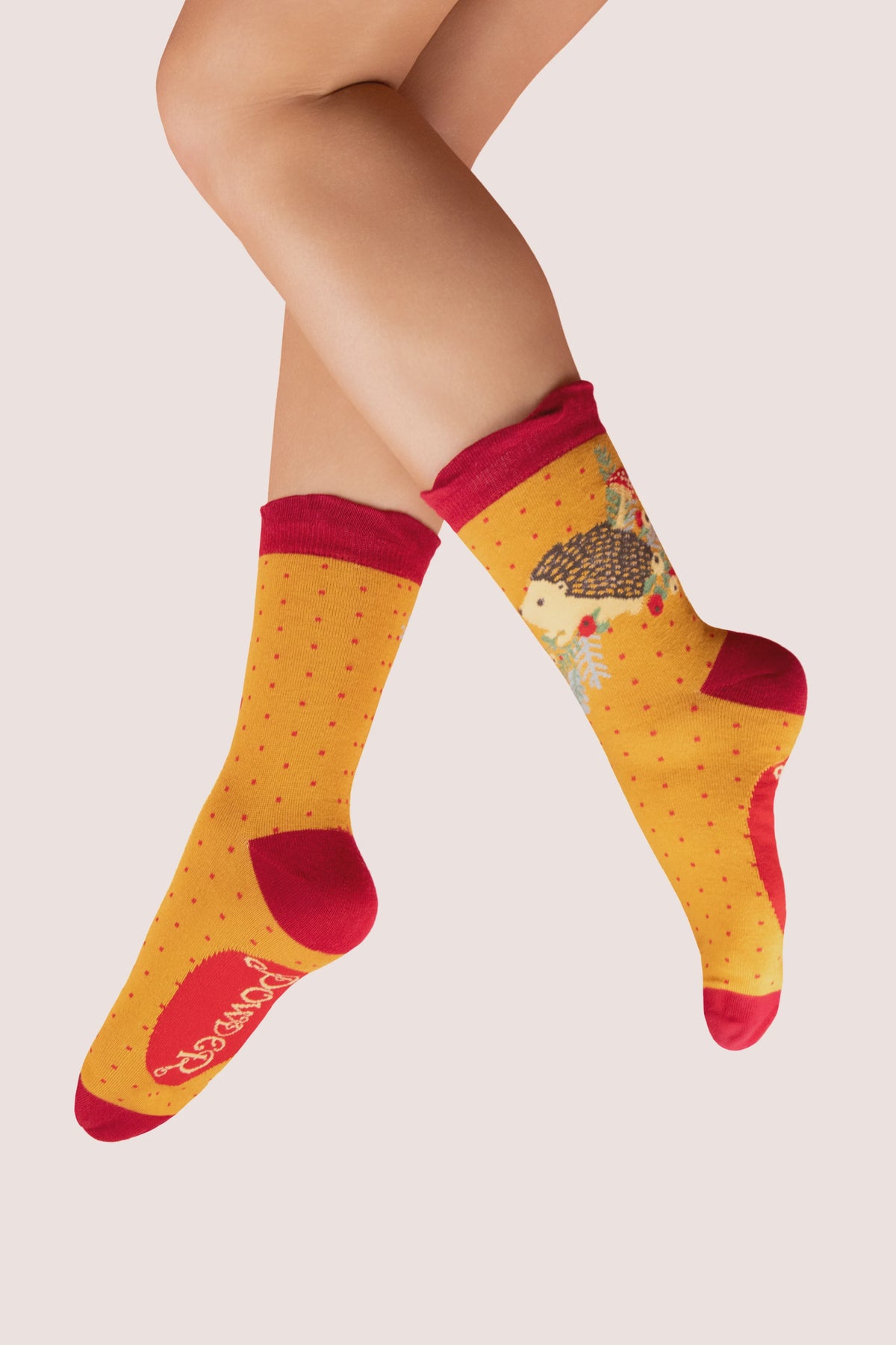 Socks: Ankle Bamboo Nesting Hedgehog- Yellow - FASHION - Powder Designs Ltd