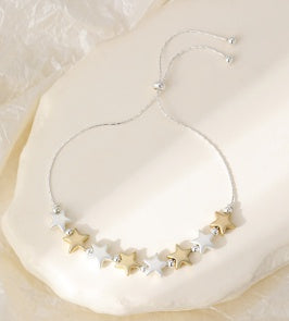 Bracelet: Star Beads Pulling Bracelet - Silver and Gold - Gracee Jewellery