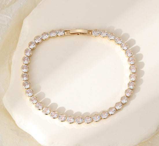 Bracelet: Crystal and Gold with Clasp - Gold - Gracee Jewellery