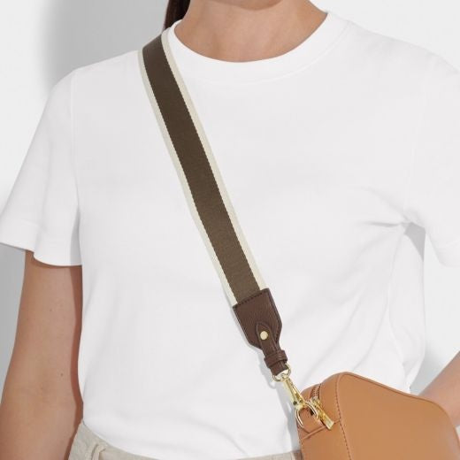 Strap: Bag Canvas Stripe - Chocolate Brown - Katie Loxton