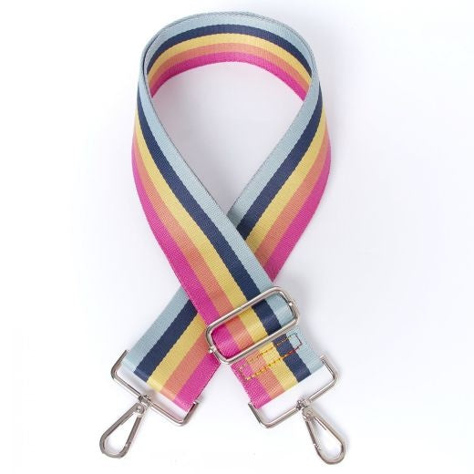 Strap: Bag Retro Wave Stripe Wide Silver Buckle - Multicolour Pinks
